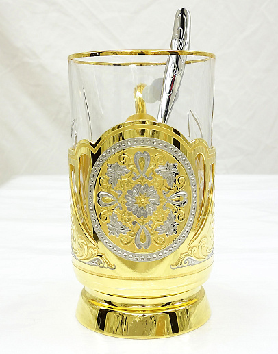 Оригинальный подстаканник со стаканом "Узор". Златоуст купить с доставкой Оригинальный подстаканник со стаканом "Узор". Златоуст